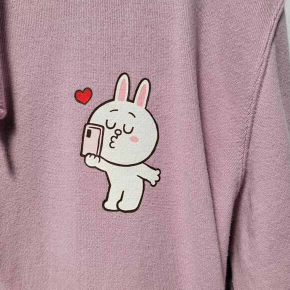 Line Friends Pink 100% Cotton Sweat Pullover Hoodie Kangaroo Pocket Size S - Picture 6 of 9